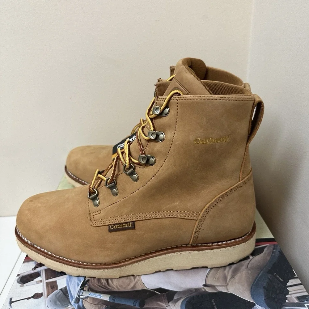 Carhartt Leather Slip Resistant Soft Toe Wedge Work Boot Style 3915 Size 12EE